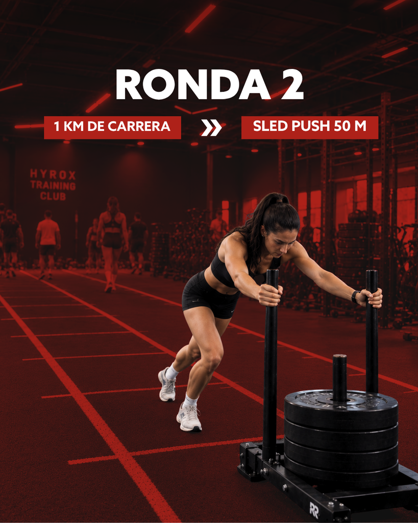 Ejercicio Hyrox ronda 2 sled push 50m