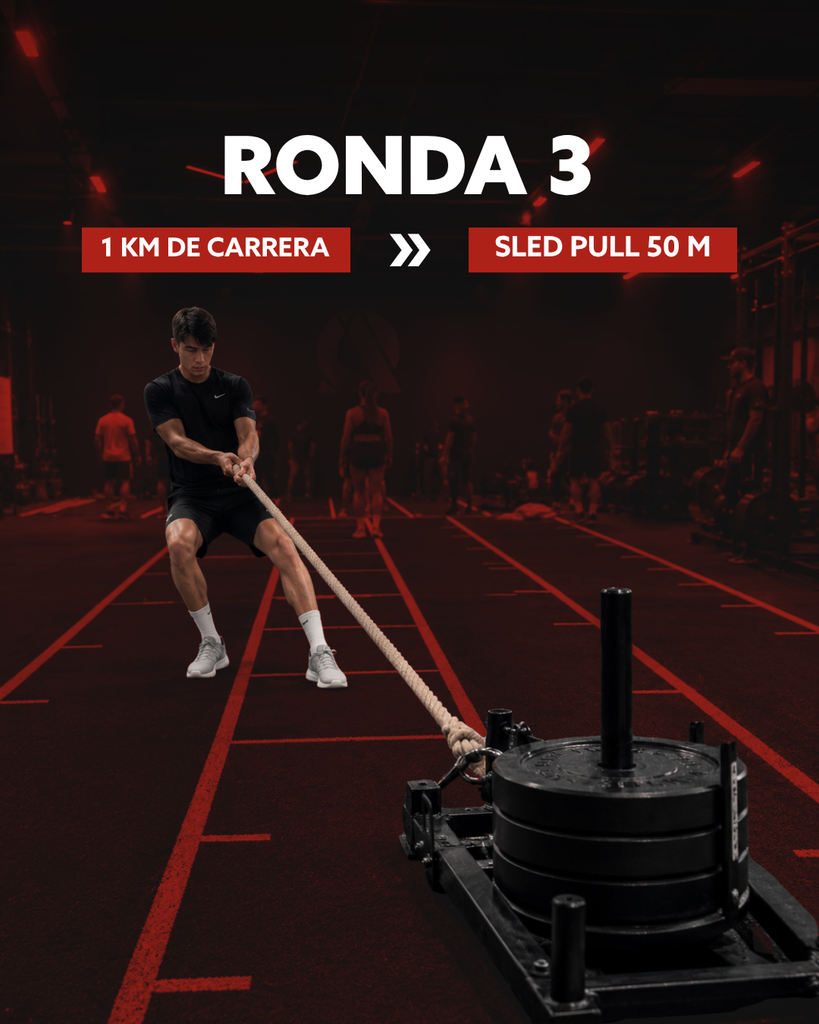 Ejercicio Hyrox ronda 3 sled pull 50m