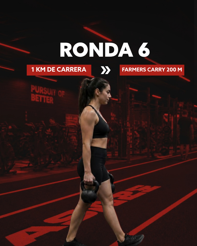 Ejercicio Hyrox ronda 6 farmers carry 200m