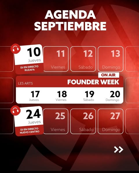 📅🔥 SEPTIEMBRE VIENE CARGADO DE PLANES EN VALENCIA
¿Preparado para un mes lleno de eventos que no te vas a querer perder? 👀
Descubre nuestra Agenda de Septiembre y descubre todo lo que hemos preparado para ti. 
Guárdate este post, comparte la agenda con tus amigos y empieza a organizar tu septiembre. 🗓️